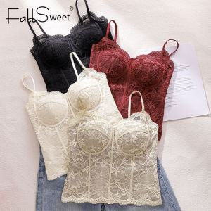 FallSweet Womens French Lace Camisoles&Tanks Small Strap Vest One-Piece Wireless Crop Tops Invisible Bralette Warm Lingerie2026
