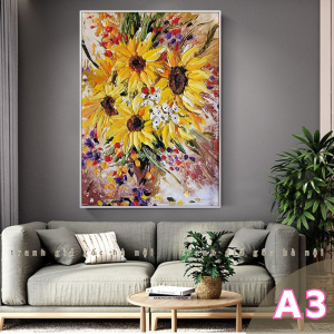 Tranh hoa hướng dương in vải canvas sơn dầu số hóa đã gồm khung và đinh treo đủ mọi size
