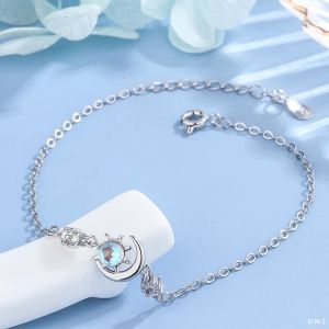 Lắc tay bạc nữ mặt trăng ôm mặt trời có dây chờ tuỳ chỉnh kích thước cổ tay - Shop bạc Nhật Duy