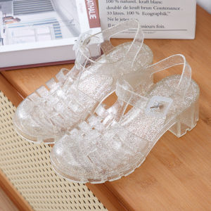 Free Shipping WomenS Summer Sandals With A Transparent Crystal Design Lightweight And Breathable Fashionable And Versatile High-Heeled Beach Shoes
