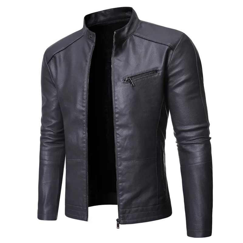 2023 PU Casual Leather Jacket Men Spring Autumn Coat Motorcycle