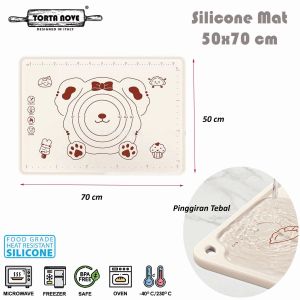 Alas Adonan Silikon 70x50 jumbo Tebal Anti selip Pinggiran TEBAL Kneading dough Silicone mat tepung