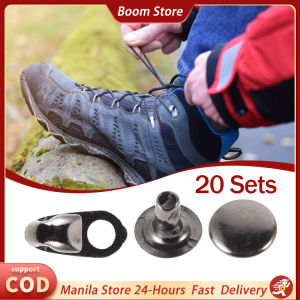 20Sets Speed Shoe Lace Hooks Fitting Boot Shoe Lace Buckle with Rivets for Climb Hiking Shoes Repair
