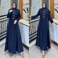 Baju gamis wanita Remaja Trendy coklat mahogani Motif Brukat terbaru 2026 Nazerra maxi Bahan velvet Premium gaun wanita Pesta Kondangan Cantik elegant Fashion modist bahan adem Bisa COD. 