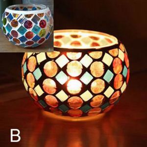 CINDYKHBKJ Glass Mosaic Centerpiece Tea Light Votive Candle Holder Candle Jar Candlestick Home Decor