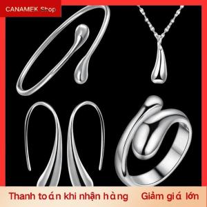 CS 4Pcs Thời Trang Teardrop Trang Sức Set Cho Phụ Nữ Đơn Giản Nhẫn Vòng Cổ Vòng Tay Bông Tai Set Cho Tiệc Cưới Trang Sức
