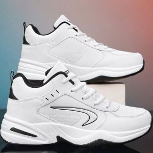 Korean Fashion Sneakers For Men Thick Bottom Casual White Shoes Wearable Height Increasing Rubber Shoes Sports Shoes