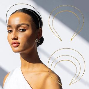 MODAQUICK สำหรับเด็กผู้หญิง สง่างามเรียบหรู ผ้าโพกศีรษะแฟชั่น ที่คาดผมแต่งงานเจ้าสาว ห่วงผมสไตล์ซี่ ที่คาดผมล้างหน้า หลายชั้น ที่คาดผมเทพธิดา ที่คาดผมนางฟ้าสีทอง มงกุฎผมรัศมี ห่วงผมเกาหลี บางและบาง ที่คาดผม DIY สำหรับผู้หญิง