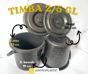 Timba ember 25 Galon hitam  paket 1 s/d  50 pcs serbaguna berkualitas dimensi 25 cm
