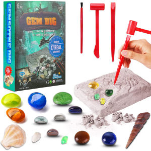 Brifit Gemstones Dig Kit for Kids Dig It Up 17 Gems Crystals Rocks Education Science Experiments Excavation Discovery Toys Gifts Stem Activities Surprise Geographic Game for 4 6 8 12 Girls Boys Birthday