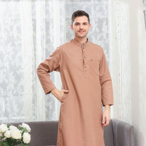 Jubah At tarim pria dewasa lengan panjangbahan embos motif anti gerah premium jubah new