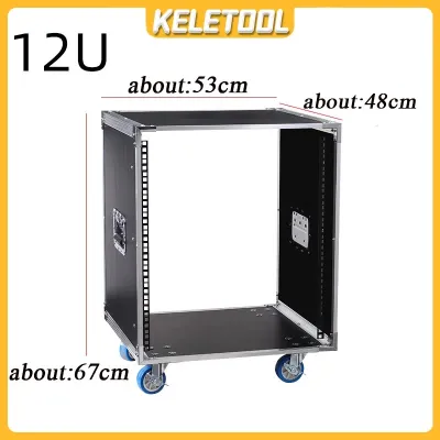 12U Rak Perlengkapan Box Hardcase Plus Mixer Rak kabinet rak perangkat mobile beroda Ukuran Rak Audio System Amplifier untuk Rumah Audio Video Panggung Peralatan Stereo Kabinet Penyimpanan dengan Roda