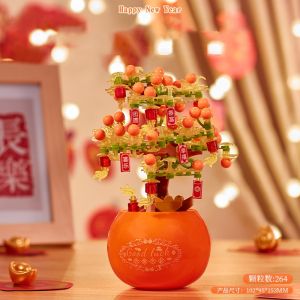 Cherry Blossom Tree House Building Blocks Eternal Flower Ornament DIY Puzzle Toys 3D Holiday Gift