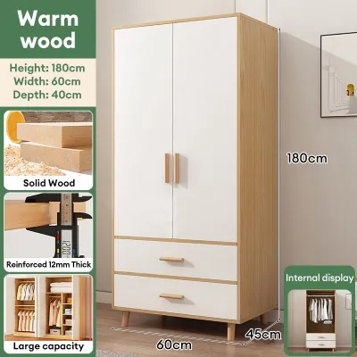 GOLD Solid Wood Wardrobe 2 Door Wood Cabinet Multipurpose Wardrobe Almari baju 2 pintu 实木衣柜