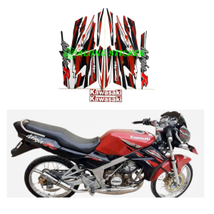 STIKER STRIPING LIS LES BODY MOTOR KAWASAKI NINJA R 150L TAHUN 2011 WARNA HITAM-MERAH 1SET STANDAR