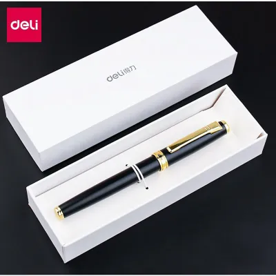 Bút ký Deli ngòi 0.7mm - mực gel xanh - thân kim loại có hộp đựng Q086