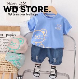 Setelan Baju Anak Laki-laki Dan Perempuan Motif Teddy Bear Feel Usia 1-5 Tahun
