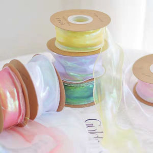 4*900cm)1 roll Pearlescent Chiffon Ribbon Flower wrapping Ribbons DIY Gifts Wedding Decor Packaging Materials Fishtail yarn