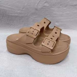 New Elegant Women Beige PU Leather Buckle Strap Flat Sandals