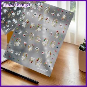 Fanzi สติกเกอร์ตกแต่งเล็บลายจุดเล็กๆสีสันสดใสสไตล์คริสมาสต์น่ารักสำหรับผู้หญิงสติกเกอร์ตกแต่งเล็บ