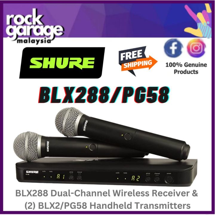 Shure blx288 pg58 dual channel wireless handheld microphone system