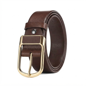 Genuine Smooth Leather Belt for Mens Frame Buckle Needle Retro Style Fashion Belt Black and Coffee
