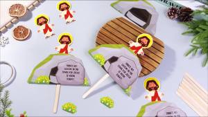 Gersoniel 24 Sets Religious Easter Craft Kits Jesus is Risen Stick DIY Kit Jesus Resurrection Scene Christian Tomb Crafts for Easter Church VBS Sunday Activities Party Favor