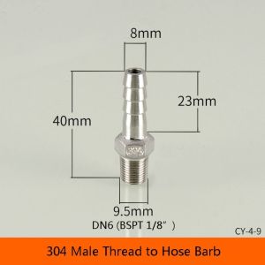 OKKFINE 1Pcs 304 Stainless Steel Pipe Joint Connector Adapter Male Thread Hose Connector Durable 1/8" 3/8" 1/2" 1/4" Pipe Fitting for PU PE Tube