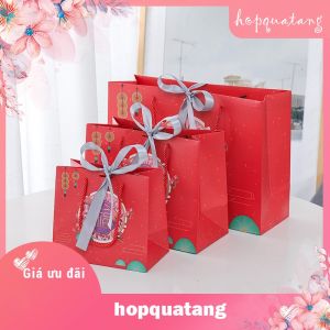 Túi Giấy Cứng Túi Quà Tặng Túi Trung Thu Túi Quà Tết Đỏ Họa Tiết Cao Cấp