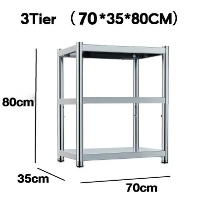NINI Stainless Steel Kitchen Rack Shelf | Rak Microwave Oven | Value Rack Boltless Rack Home | Store & Warehouse Rack | Rak Store /Rak Storage Dapur