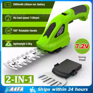 Cordless 2 in 1 Grass Cutter Hedge Trimmer for Home Small Electric Lawn Mower 7.2V Rechargeable Grass Trimmer Grass Shear Wireless Hedge Trimmer Garden Pruning Edging and Shrub Shear Portable Gardening Tools
