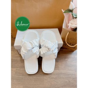 (Chân gầy lùi size)Dép lê nữ quai chéo nhún bèo tiểu thư đế su cao 2PH mang nhẹ êm chân