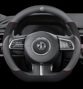 MG Car Steering Wheel Cover (D Shape Black) Leather Suitable for All MG Cars MG 3 5 6 7 ZS HS GS EHS EZS GT 38CM