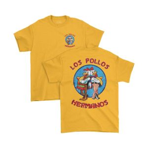LZ725Los Pollos Hermanos Breaking Bad Movie Cotton 20s Thickness T-Shirt with Manual Plastisol Print