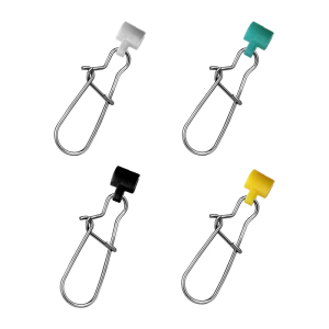 25PCS Plastic Head Fishing Connectors Stainless Steel Fishing Line Sinkers Lock Snaps Fishing Clip Hanging Baits Pin