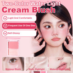【FAMMY FAEY】Two-Color Water-Light Highlighter Blush Cream for Face Brightening Contouring and Highlighting Multi-Functional Water-Light Skin with Natural Look双色水光高光腮红膏