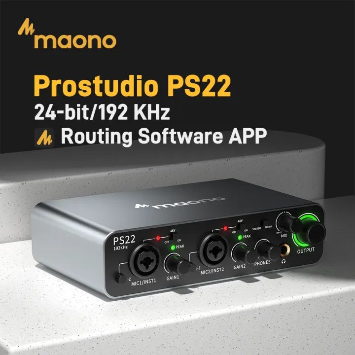 MAONO PS22 USB Audio interface for PC with 60 dB Pro-preamp, Dual USB interface for PC&Smartphone, Routing Software for Home Recording, Music Production,