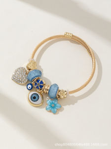 ⚡Ships within 24 hours⚡Bracelet Evil Eye Protection Lucky Blue Turkish Style Fashion for Women / Crystal Beaded Alloy Bracelet