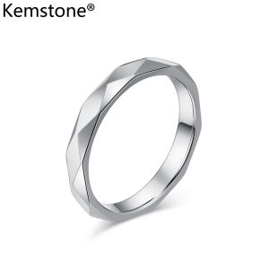 Kemstone Stainless Steel 4mm Rhombus Rings Silver Gold Plated Black Ring for Mens Jewelry
