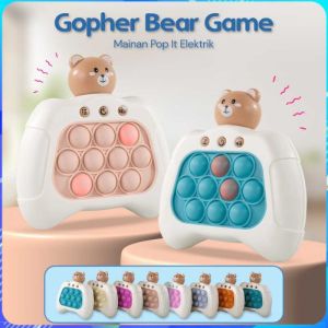 Mainan Yang Lagi Viral Anak Laki Laki Perempuan Pop It Elektrik Terbaru Gopher Bear Game Console 3rd Generation QUICK - Q3 / mainan edukasi motorik  / mAinan pop it yang bisa nyala fidget push game elektronik murah