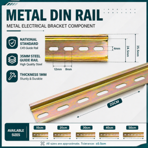 Grooved Metal DIN fixed C45 Circuit Breaker Rail Relay DIN Mounting Rail 10CM Nathan Tools