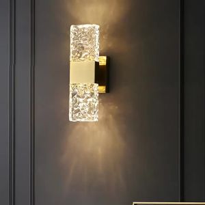 SXH NEW Light Luxury LED Crystal Wall Lamp Bedroom Bedside Lamp Simple Background Wall Corridor Staircase Living Room Lighting