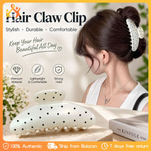 White Polka Dot Hair Claw Clip Back Head Shark Clip Elegant Large Hair Jaw Clip for Women Hair Accessories