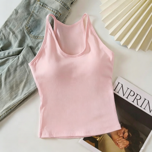 {COD}Basic ribbed camisole U-neck slim fit tank top solid color sleeveless vest women layering cami casual everyday inner top