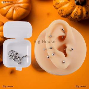 [COD] Big House ชุดเครื่องประดับเจาะรูจมูกสีทองสีเงิน12ชิ้น เซ็ตชุดเครื่องประดับเจาะหูสีรุ้งสีดำขนาด8มม.