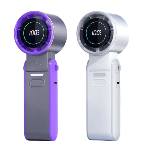 Portable Handheld Fan 5 Speed Mini Cooling Desk Fan Quiet Handheld Fan with Digital Display USB Rechargeable Table Fan