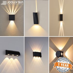 Nordic Wall Lamp Led COB Waterproof Aluminum Outdoor Indoor up down White Black Modern for Home Stairs Bedroom Bedside Bathroom Wall Light 1Led/2Led/3Led & Black/White