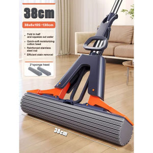 【SG STOCK】Sponge Mop Household Wet And Dry Dual-Use Lazy Floor Mop Water-Absorbent Mop Extended Telescopic 105-130cm