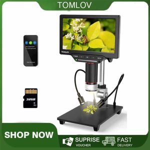 TOMLOV DM201 Pro 7-Inch Digital Microscope High Definition Industrial Inspection Mobile Phone Maintenance Magnifying Electron Microscope With Screen(NO STAND HOLDER)