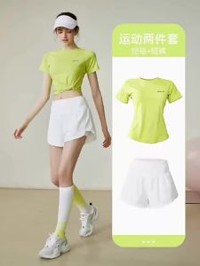 AE Womens Sports Suit 2025 New summer running quick-dry breathable ice silk cool-feel clothing for badminton and gymnastics fitness